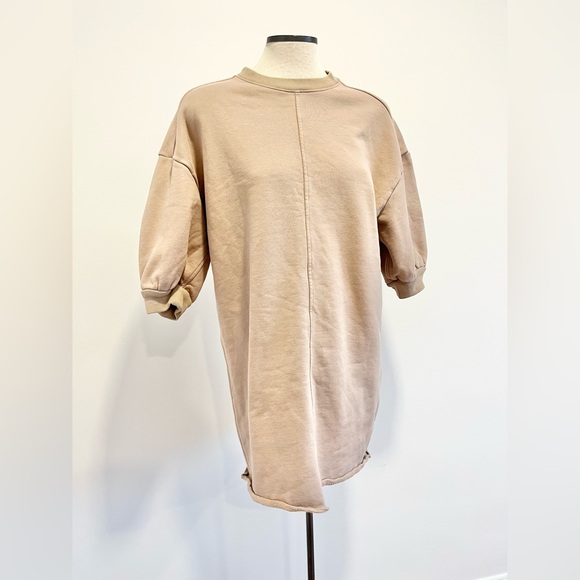 Everlane Organic Cotton Track Dress Tan Mini Dress Oversized Sweatshirt Neutral - Picture 7 of 13